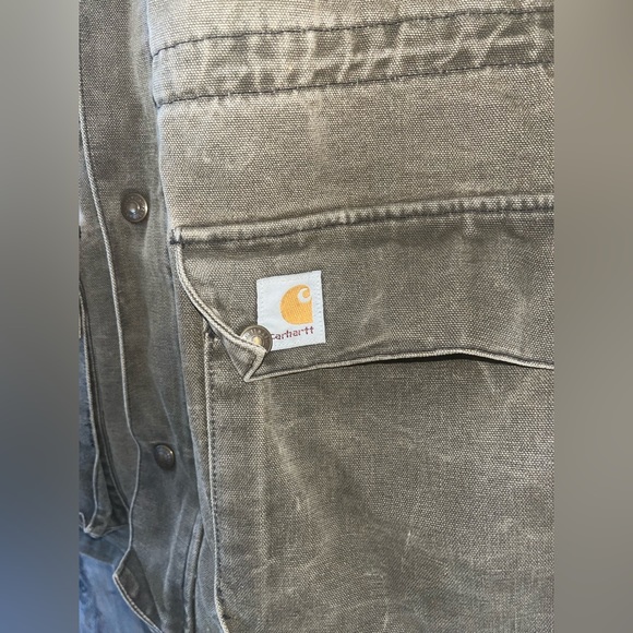 Vintage Carhartt 90s olive green canvas work jacket men’s size XL - Picture 7 of 9